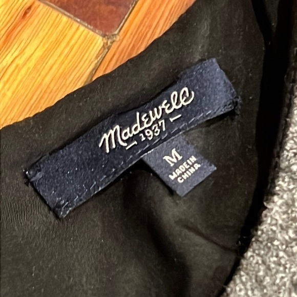 ⭐️ Madewell Leather Pocket Installation Dress Gray Black Wool Medium - Picture 7 of 10